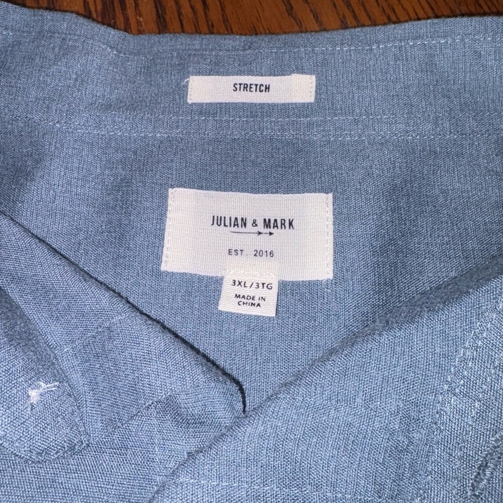 JULIAN & MARK SIZE 3XL BLUE LONG SLEEVE SHIRT WITH STRETCH - Picture 2 of 4
